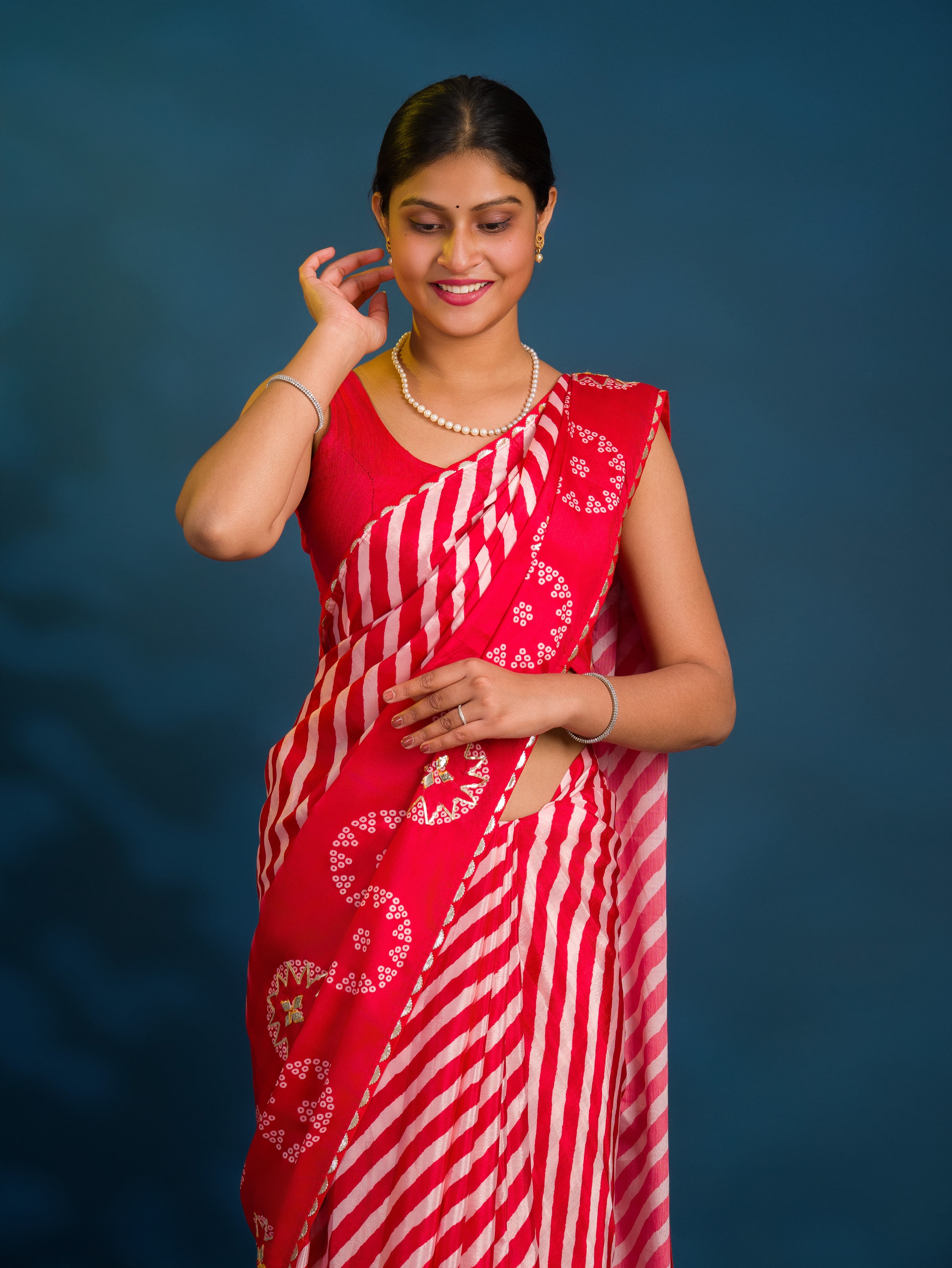 By Leheriya Saree With Exquisite Gotapatti Work