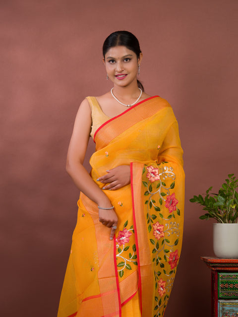 KcPc New Beautiful Kota Doriya Banarasi Style With kashish work Saree SWA
