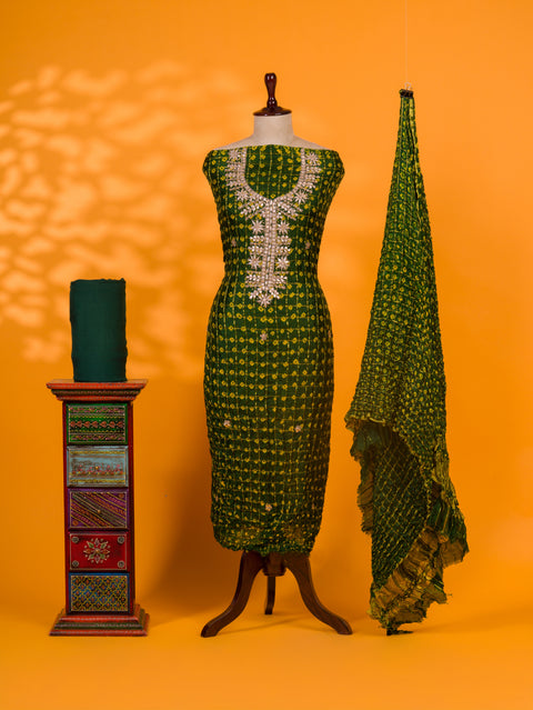 KcPc New Bandhani Art Silk Suit with Gota Patti Work Suit KML