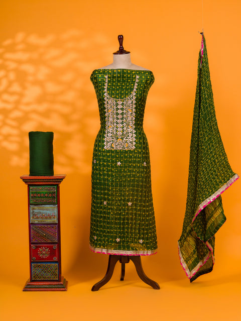 KcPc New Beautiful Bandhani Art Silk Suit with Gota Patti Work Suot KML