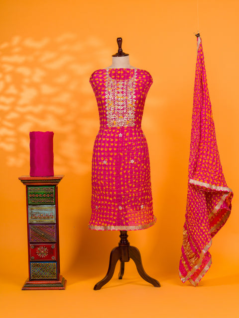 KcPc New Latest Bandhani Art Silk Suit with Gota Patti Work Suit KML