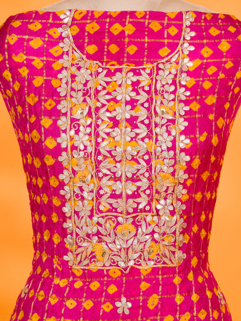 KcPc New Latest Bandhani Art Silk Suit with Gota Patti Work Suit KML