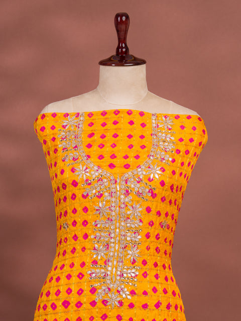 KcPc New Beautiful Bandhani Art Silk Suit with Gota Patti Work Suit KML