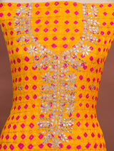 KcPc New Beautiful Bandhani Art Silk Suit with Gota Patti Work Suit KML