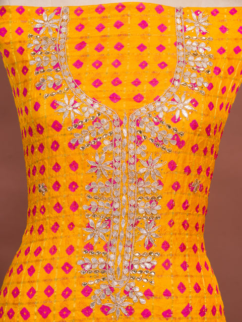 KcPc New Beautiful Bandhani Art Silk Suit with Gota Patti Work Suit KML