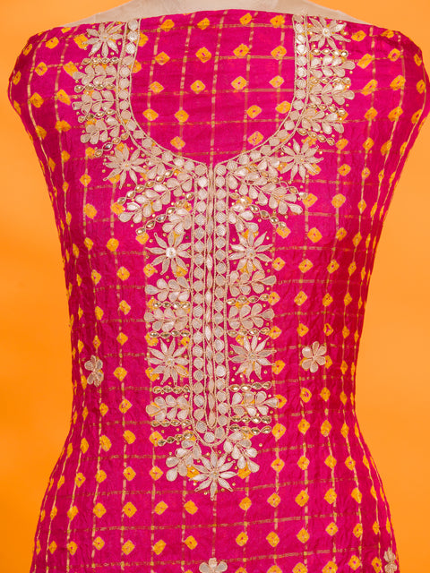 KcPc New Latest Bandhani Art Silk Suit with Gota Patti Work Shit KML