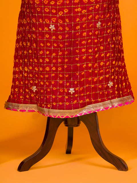 KcPc New Elegant Bandhani Art Silk Suit with Gota Patti Work  Suit KML
