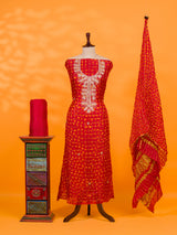 KcPc New Elegant Bandhani Art Silk Suit with Gota Patti Work Suit KML