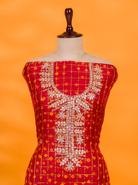 KcPc New Elegant Bandhani Art Silk Suit with Gota Patti Work Suit KML