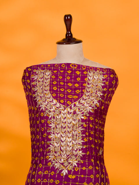 KcPc Latest Art Silk Bandhani Gharchola With Gota patti Stone Work Suit KML