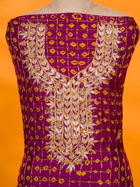 KcPc Latest Art Silk Bandhani Gharchola With Gota patti Stone Work Suit KML