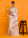 Kashida work saree in flower thread embroidery 