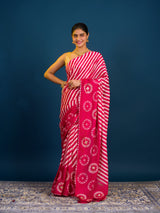 KcPc New Chinon Silk Leheriya Saree with Exquisite Gotapatti Work Festive Elegance SWA