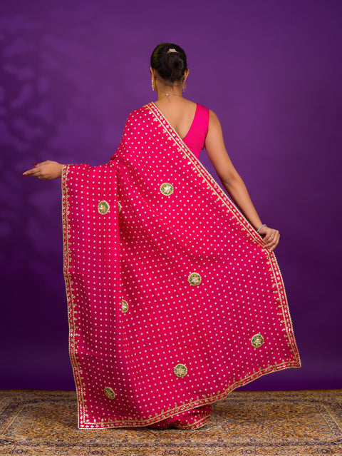 Bandhani Style Saree With Traditional Wear