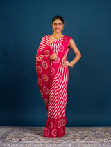 KcPc New Chinon Silk Leheriya Saree with Exquisite Gotapatti Work Festive Elegance SWA