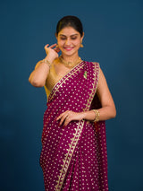 KcPc New Modal silk Bandhani With Kachha Gotapatti work Saree VK