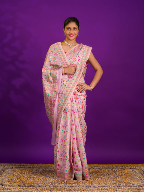 By New Pashmina Cotton Silk Kashmiri Style Party wear Saree