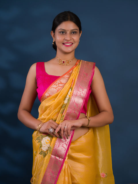 KcPc New Kota Doria Hand Embroidery With Crosia Work Saree  PUSP