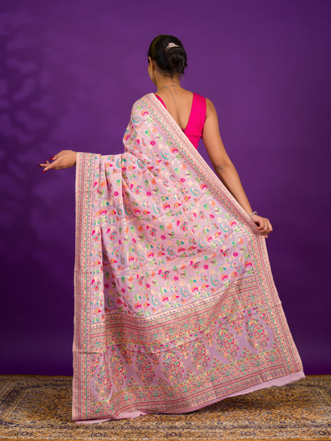 By New Pashmina Cotton Silk Kashmiri Style Party wear Saree