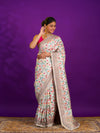Pashmina Cotton Silk Kashmiri Style Party wear Saree in off white colour