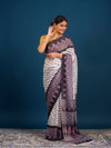 KcPc New LatestCreap Silk Bandhani with Ajrakh Style With Office Wear Saree ASH