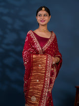  Gaji Silk Bandhej Gotapatti Work Saree