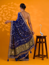  Gaji Silk Bandhej Gotapatti Work Saree for wedding and festival 