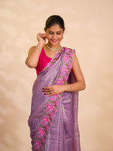 By New Crush tissue silk Bollywood Style with Kashida work saree 