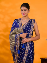  Gaji Silk Bandhej Gotapatti Work Saree for wedding and festival 
