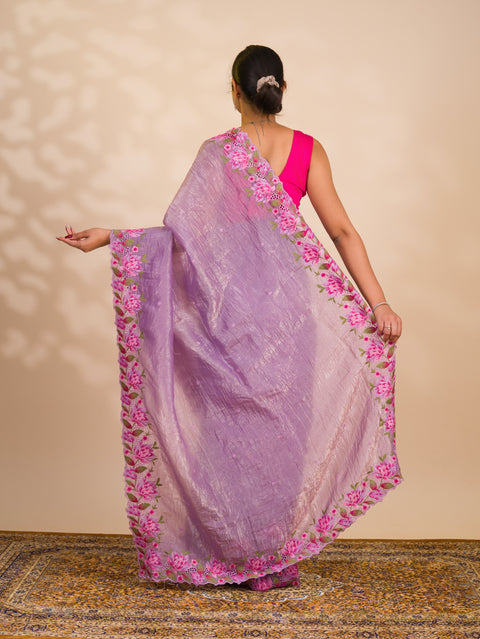 By New Crush tissue silk Bollywood Style with Kashida work saree 