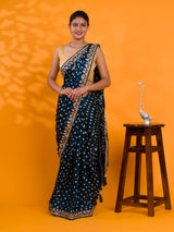  Gaji Silk Bandhej Gotapatti Work Saree for wedding and festival 