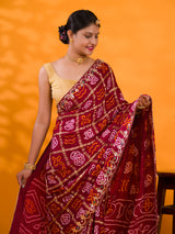 KcPc New Pure Gaji silk Bandhani Gotapatti Handwork sareeAMT