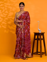 KcPc New Pure Gaji silk Bandhani Gotapatti Handwork sareeAMT