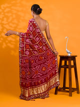 KcPc New Pure Gaji silk Bandhani Gotapatti Handwork sareeAMT