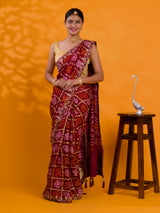 KcPc New Pure Gaji silk Bandhani Gotapatti Handwork sareeAMT