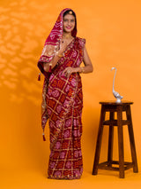 KcPc New Pure Gaji silk Bandhani Gotapatti Handwork sareeAMT