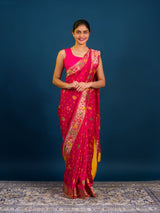 By Chinon silk Beautiful Kalamkari Style Saree in purple colour