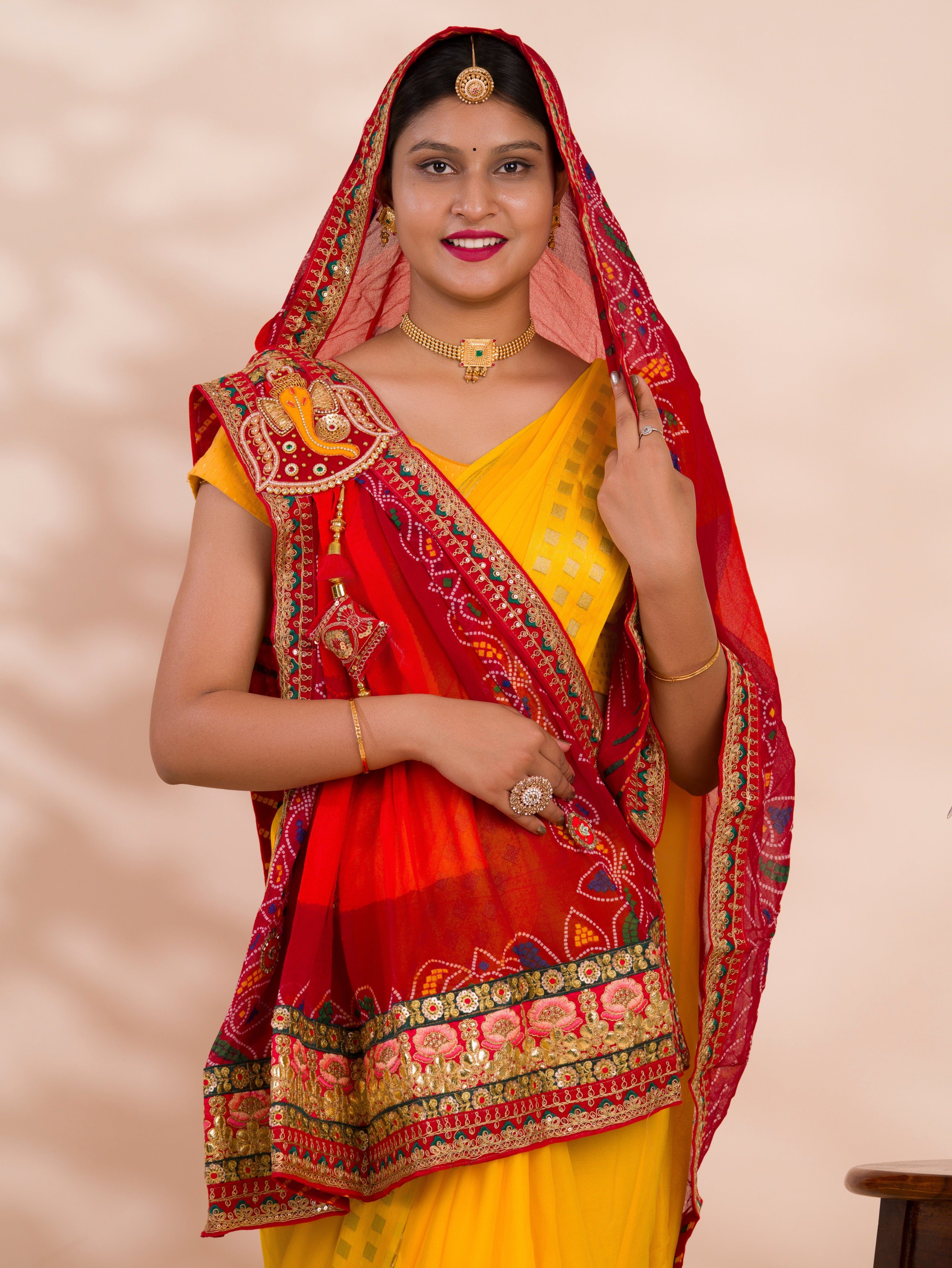 KcPc New Lounch Pure Georgette Marwardi Broach Style With Belbuti Work PIliya