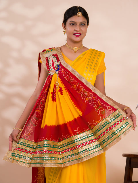 KcPc Rajasthani Semi Georgette Marwadi odhna stole ZHR