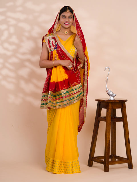 KcPc Rajasthani Semi Georgette Marwadi odhna stole ZHR