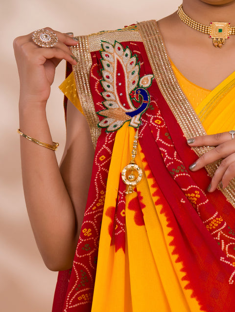 KcPc Rajasthani Semi Georgette Marwadi odhna stole ZHR