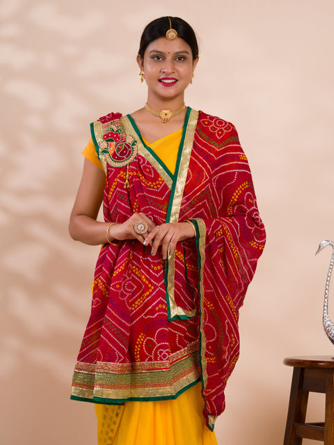 KcPc New Marwadi Mos chiffon chunri broach Stole