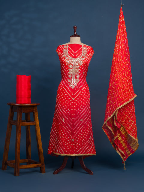 KcPc New Art Silk Bandhani Style With Gotapatti Work Suit KML