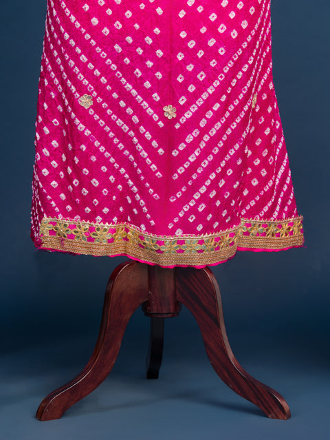 KcPc Beautiful Art Silk Bandhani Gharchola With Gota patti Stone Work Suit KML