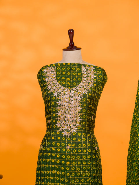 KcPc New Special Art Silk Bandhani Gharchola With Gota patti Stone Work Suit KML
