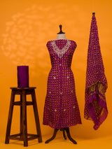 KcPc New Art Silk Bandhani Gharchola With Gotapatti Work suitKML
