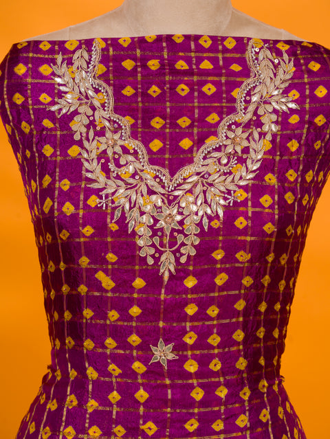 KcPc New Art Silk Bandhani Gharchola With Gotapatti Work suit  KML
