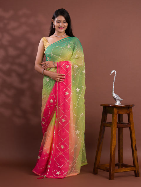 KcPc New Launched  Georgette Multi Colour Gota Patti Work Saree  SWA