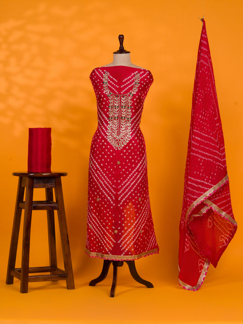 KcPc New Art Silk Bandhani Style With Gotapatti Work Suit KML