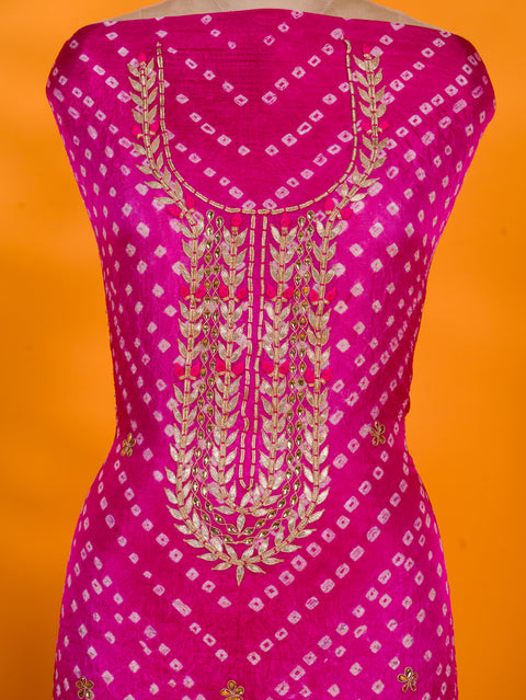 KcPc New Beautiful Art Silk Bandhani Style With Gotapatti Work Suit KML